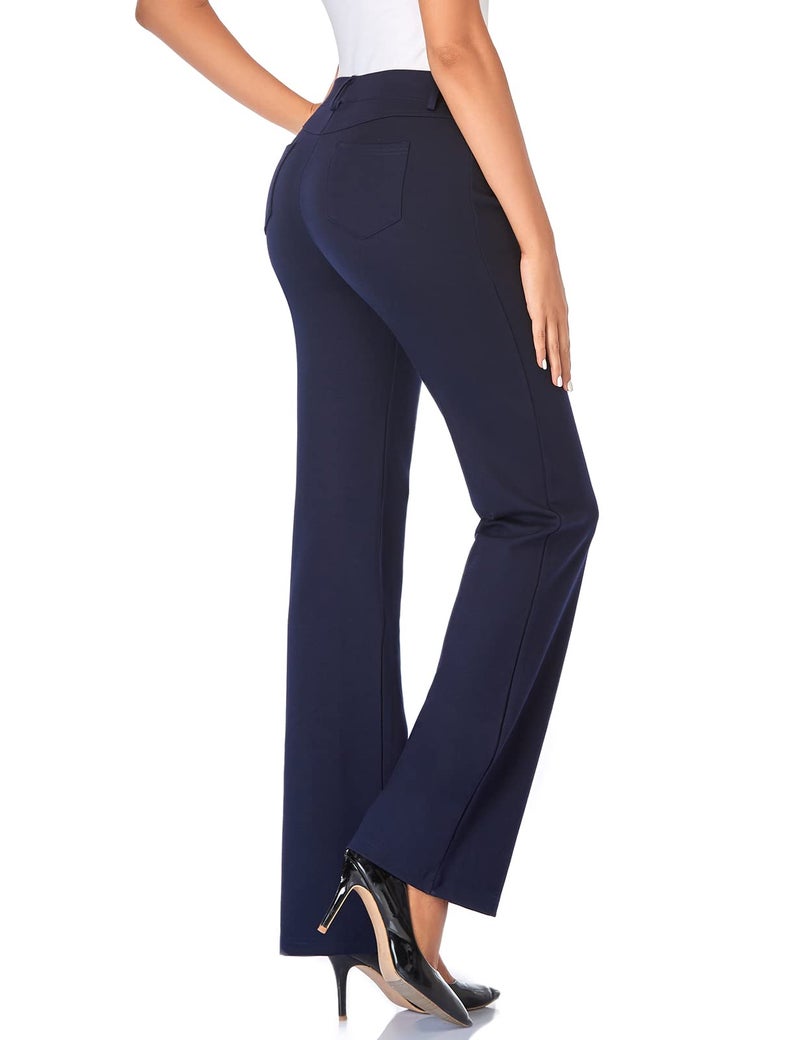 Tapata Women's 28''/30''/32''/34'' Stretchy Bootcut Dress Pants with Pockets Tall, Petite, Regular for Office Work Business 30", Navy Blue, S - Image 2